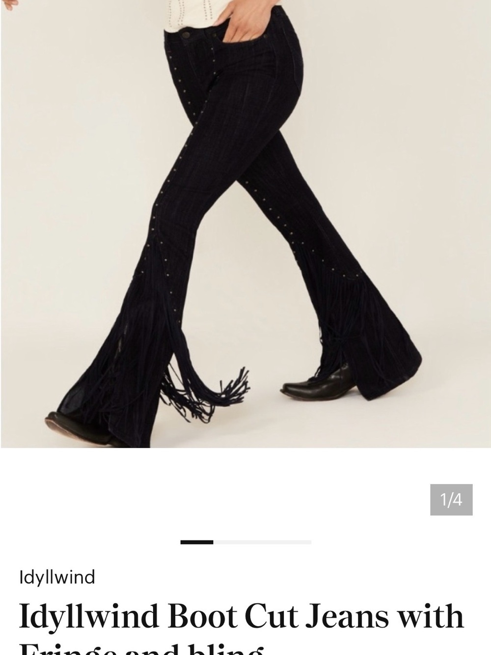 Idyllwind Black Fringe Bootcut Jeans with Stud Detailing
